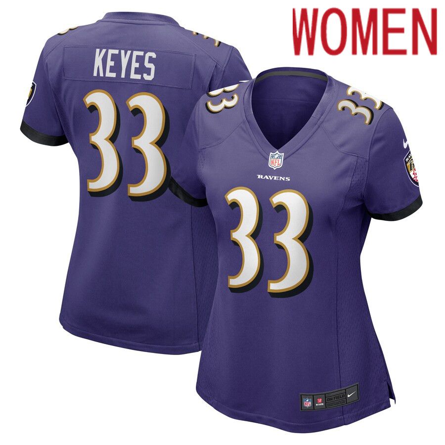 Women Baltimore Ravens #33 BoPete Keyes Nike Purple Home Game Player NFL Jersey->women nfl jersey->Women Jersey